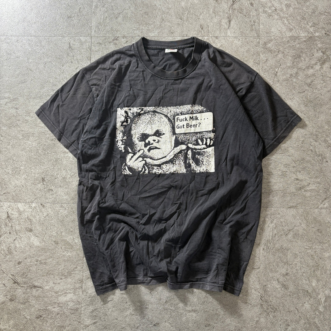 古着 00s Fuck Milk Got beer？プリントTシャツ サイズM