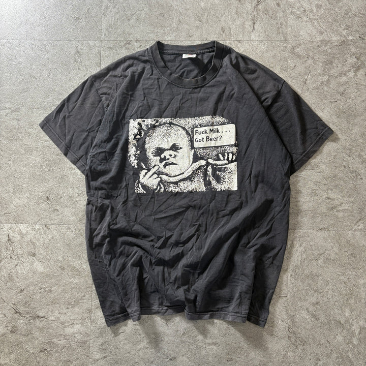 古着 00s Fuck Milk Got beer？プリントTシャツ サイズM