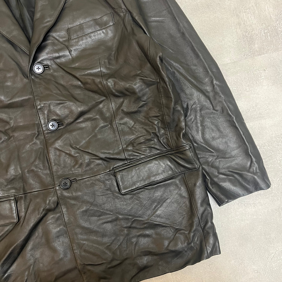 #1874 Unknow 古着/Leather Tailored Jacket/レザーテーラードジャケット/サイズXL相当