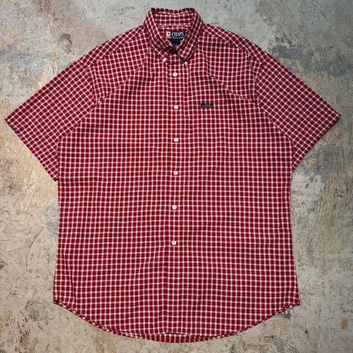 古着 CHAPS RALPH LAUREN/ チャップス ラルフ ローレン/  ボタンダウン半袖シャツ/ チェック柄/ サイズL