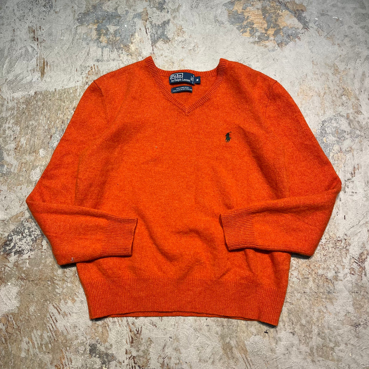 #3690古着/ラルフローレン/POLObyRalphLauren/ラムウールニット/LAMBS WOOL knit/Ｖネック/サイズM