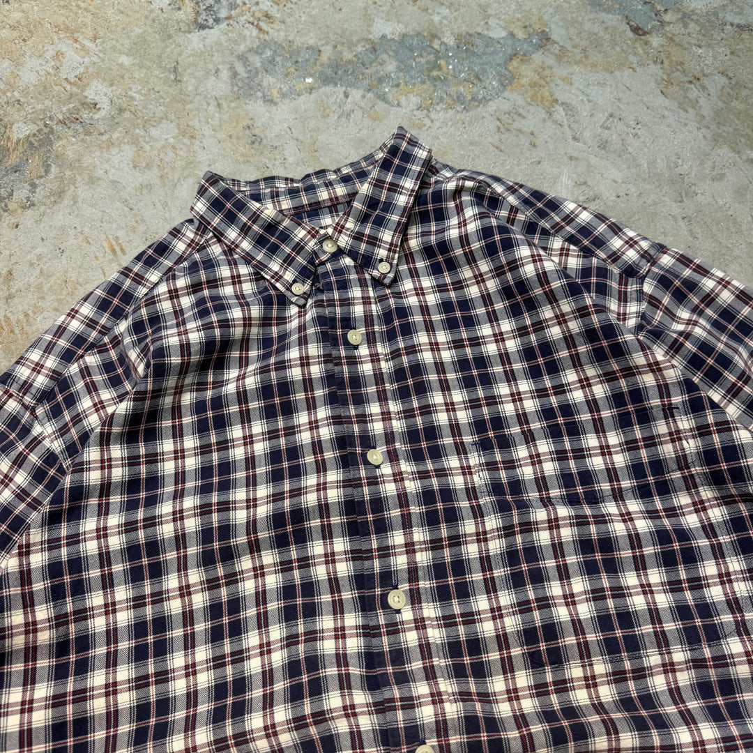 古着 EDDIE BAUER/ エディバウアー/ チェック柄/ ボタンダウン半袖シャツ/サイズL