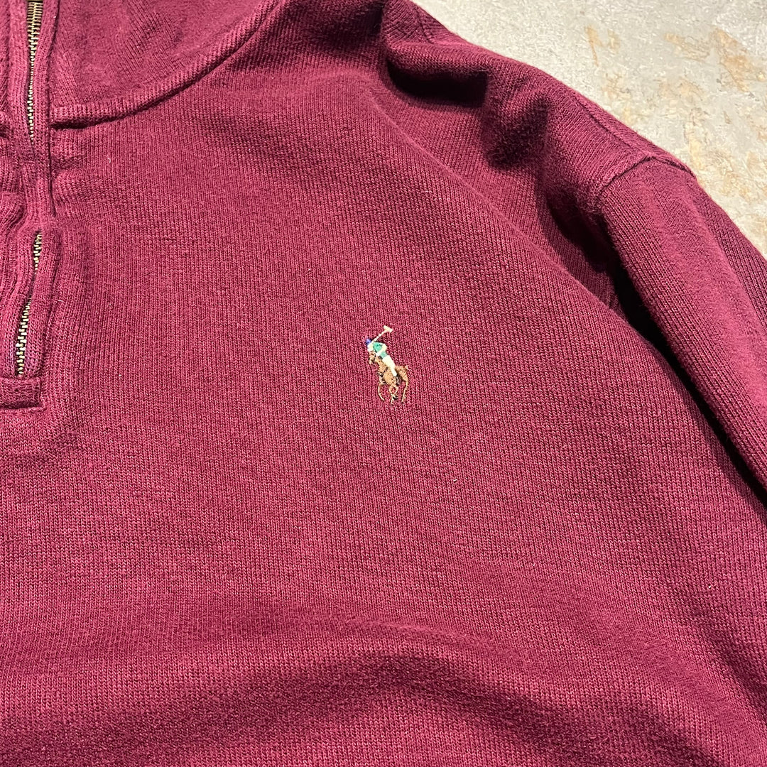 #3892 古着 POLO by Ralph Lauren/ポロバイラルフローレン/Cotton Knit Half Zip Sweaterコットンニットハーフジップ/ESTATE RIB/サイズL