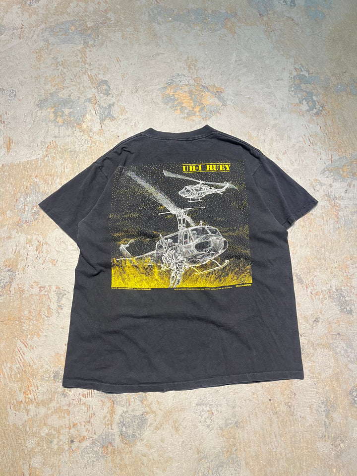 #MA138 古着 USA製 92's ONEITA/オニータ/UH-1/アメリカ軍 ヘリコプター/ヴィンテージ シングルステッチ Tシャツ/サイズL