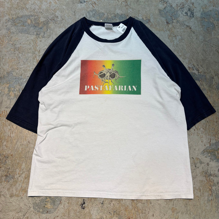 古着 anvil/ アンビル/ PASTAFARIAN/ 空飛ぶスパゲッティモンスター/ ラグランTシャツ/ サイズL