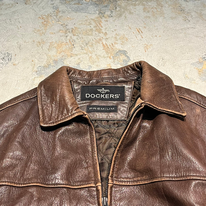 #3316 古着 DOCKERS/Leather jacket/ジップアップレザージャケット/サイズ2XL相当