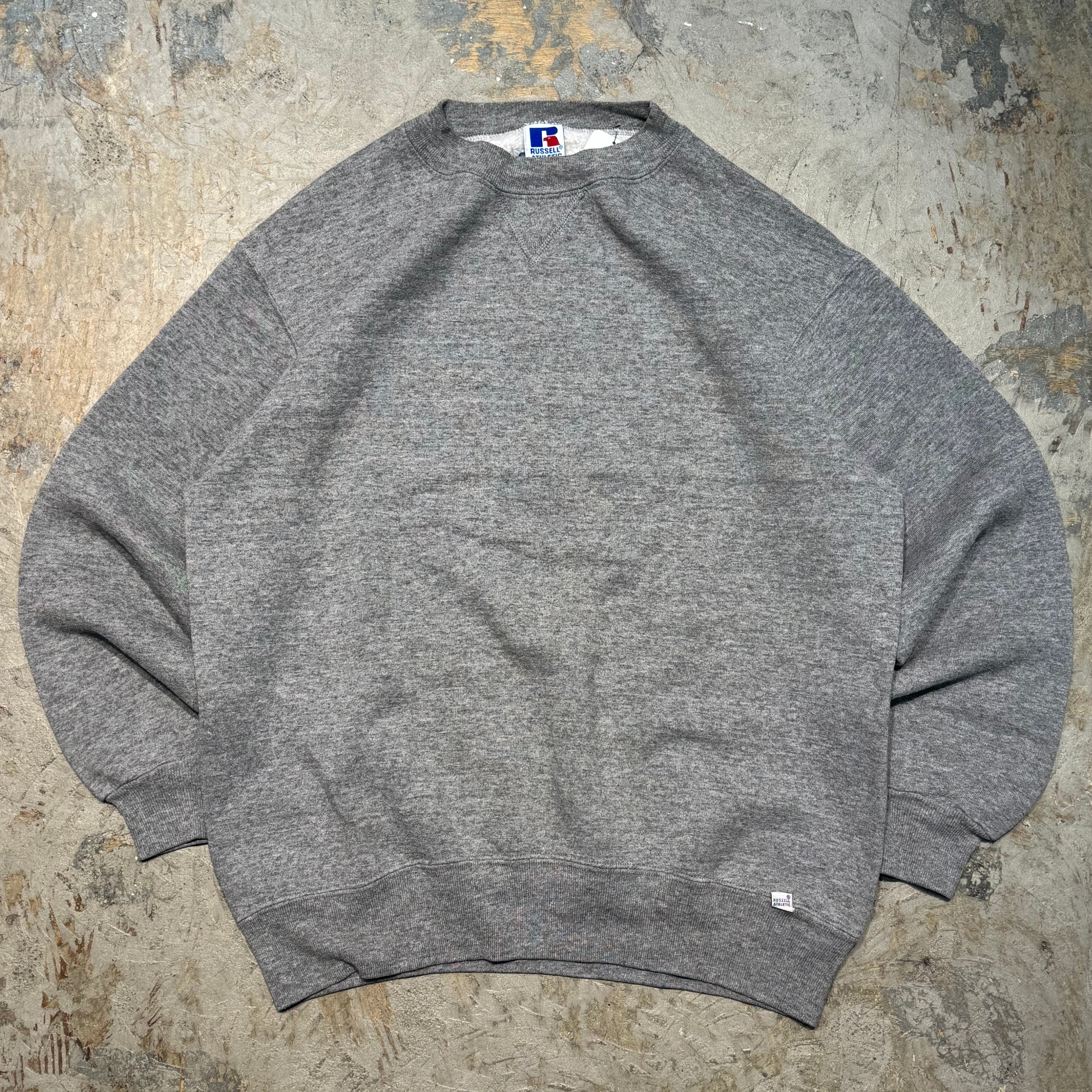 【希少】Russell athletic 80’前半米国製無地杢スウェット 90s USA製 RUSSELLラッセル 無地 前V スウェット 杢