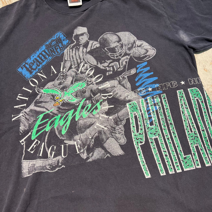 古着 USA製 90's タルテックス/ NFL / フィラデルフィア・イーグルス / ヴィンテージ シングルステッチ プリントTシャツ/サイズXL