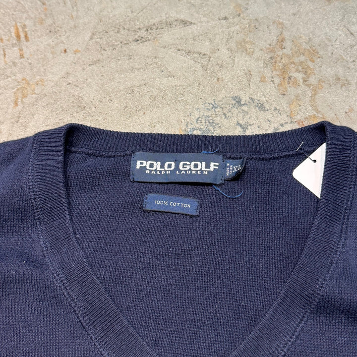 古着 POLO GOLF Ralph Lauren/ ポロゴルフラルフローレン/ Vネックニットベスト/ サイズXL