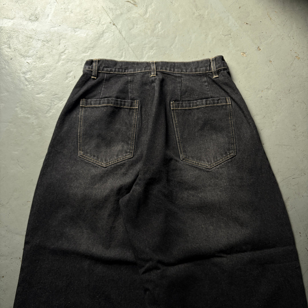 2タックウォッシュデニムワイドパンツ/セットアップ着用可