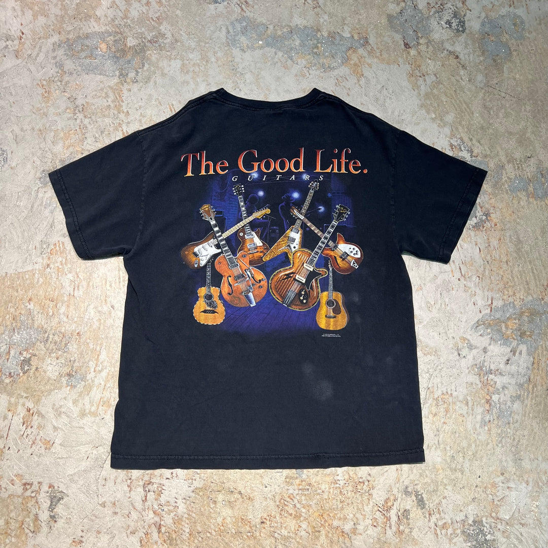 古着 USA製 98's ギター/GUITARS The Good Life/Acoustic & electric/ヴィンテージ プリントTシャツ/サイズL