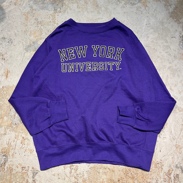 #4089 MV SPORT/ Crew Sweatshits/クルースウェット/NEW YORK UNIVERSITY/カレッジ/サイズL