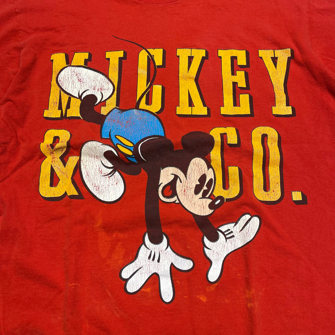 古着 90's Mickey&co/ミッキーマウス/青パン/ヴィンテージ シングルステッチ プリントTシャツ/サイズ2XL相当