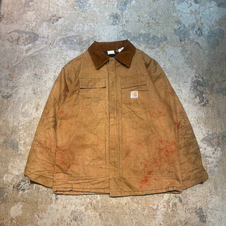 古着 80's Carhartt/ カーハート/ トラディショナルコート/ 襟コーデュロイ/ 裏地キルティング/ サイズXL相当