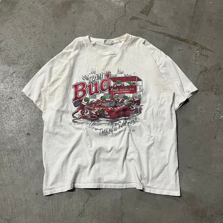 #4712 古着 90's unknow/short sleeve print t-shirt Tee/半袖プリントTシャツ/Budweiser/バドワイザー/カエル/企業系/サイズXL