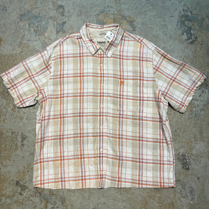 旧衣服timberland/汀布莱克/短袖衬衫/格纹/翻拍/尺寸XXL
