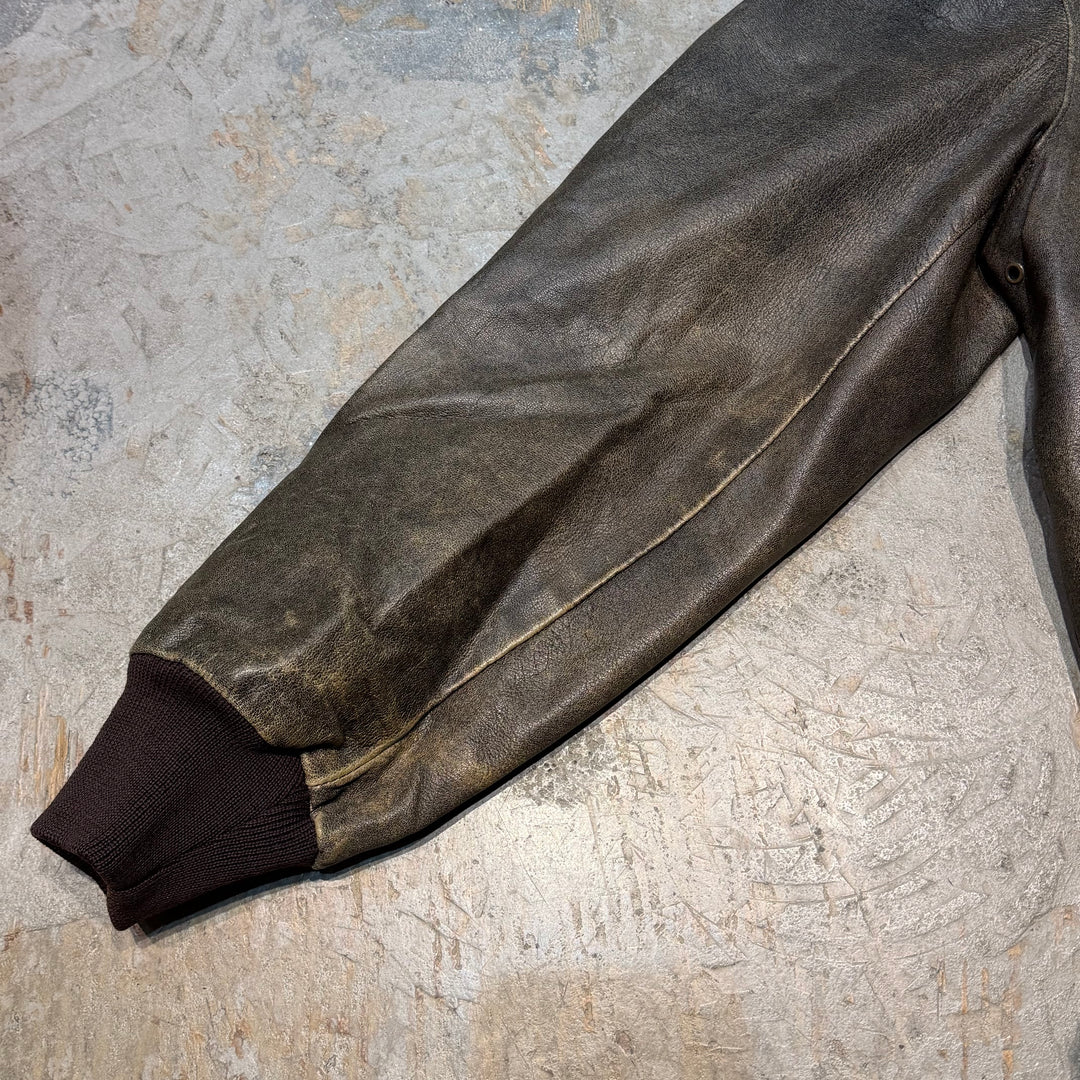 古着 USA製 70's~80's L.L.Bean/エルエルビーン/ジップアップレザージャケット/ サイズXL相当