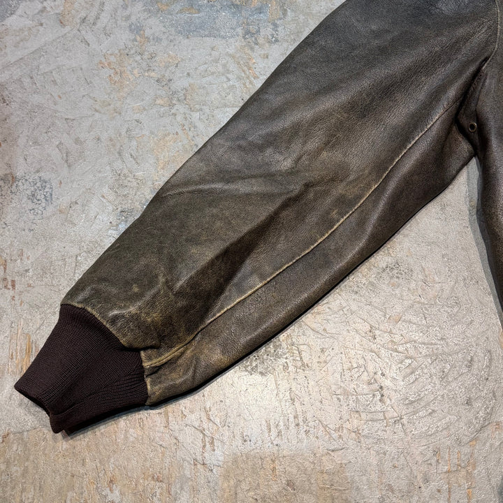 古着 USA製 70's~80's L.L.Bean/エルエルビーン/ジップアップレザージャケット/ サイズXL相当