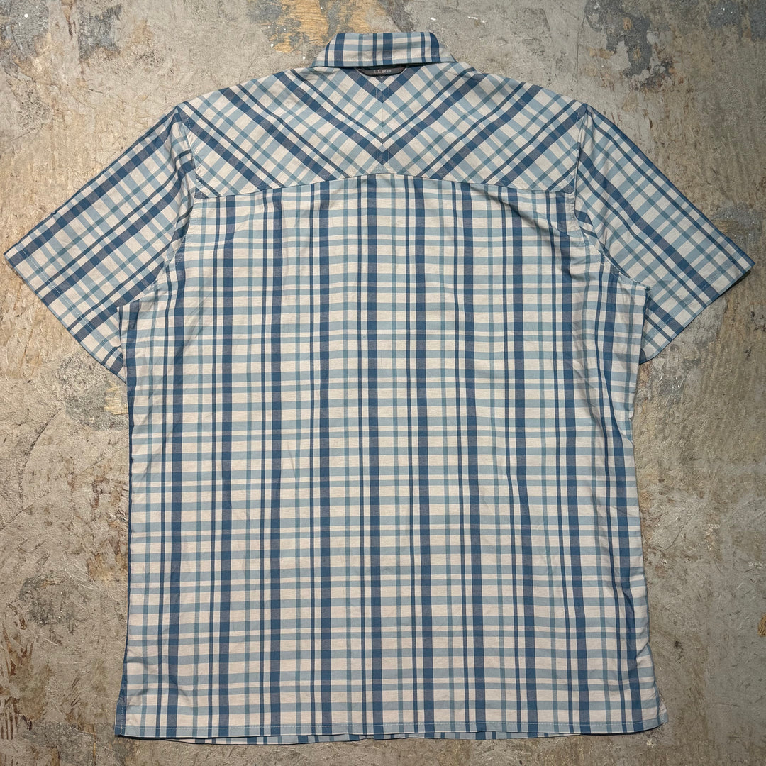 Used clothing L.L.Bean/ Short sleeve shirt/ Checkered pattern/ Equivalent to size XL