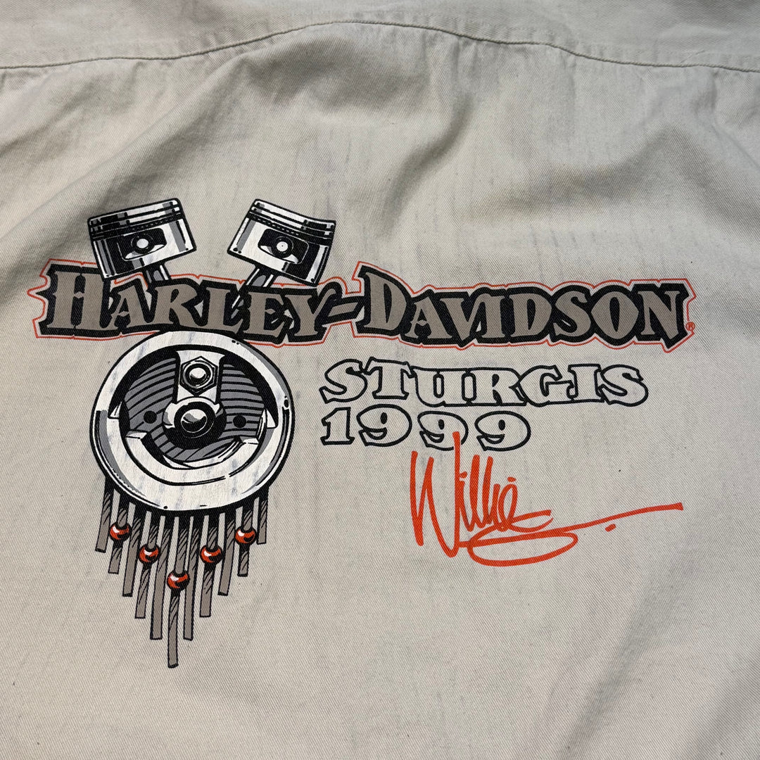 미국에서 만든 중고 의류 Harley-Davldson/ Harley-Davdson/ 버튼 다운 짧은 슬리브 셔츠/ 사이즈 M
