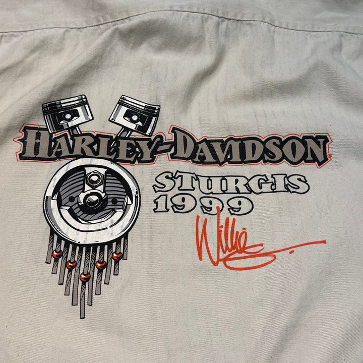 미국에서 만든 중고 의류 Harley-Davldson/ Harley-Davdson/ 버튼 다운 짧은 슬리브 셔츠/ 사이즈 M