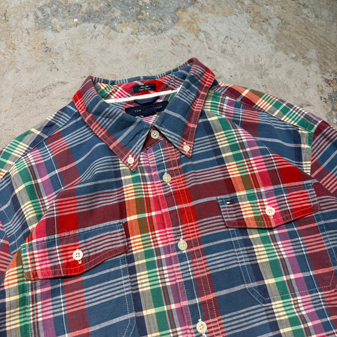 旧衣服TOMMY HILFIGER/汤米希尔费格/长袖衬衫/格子图案/尺寸XL
