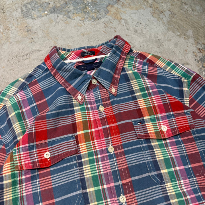 旧衣服TOMMY HILFIGER/汤米希尔费格/长袖衬衫/格子图案/尺寸XL