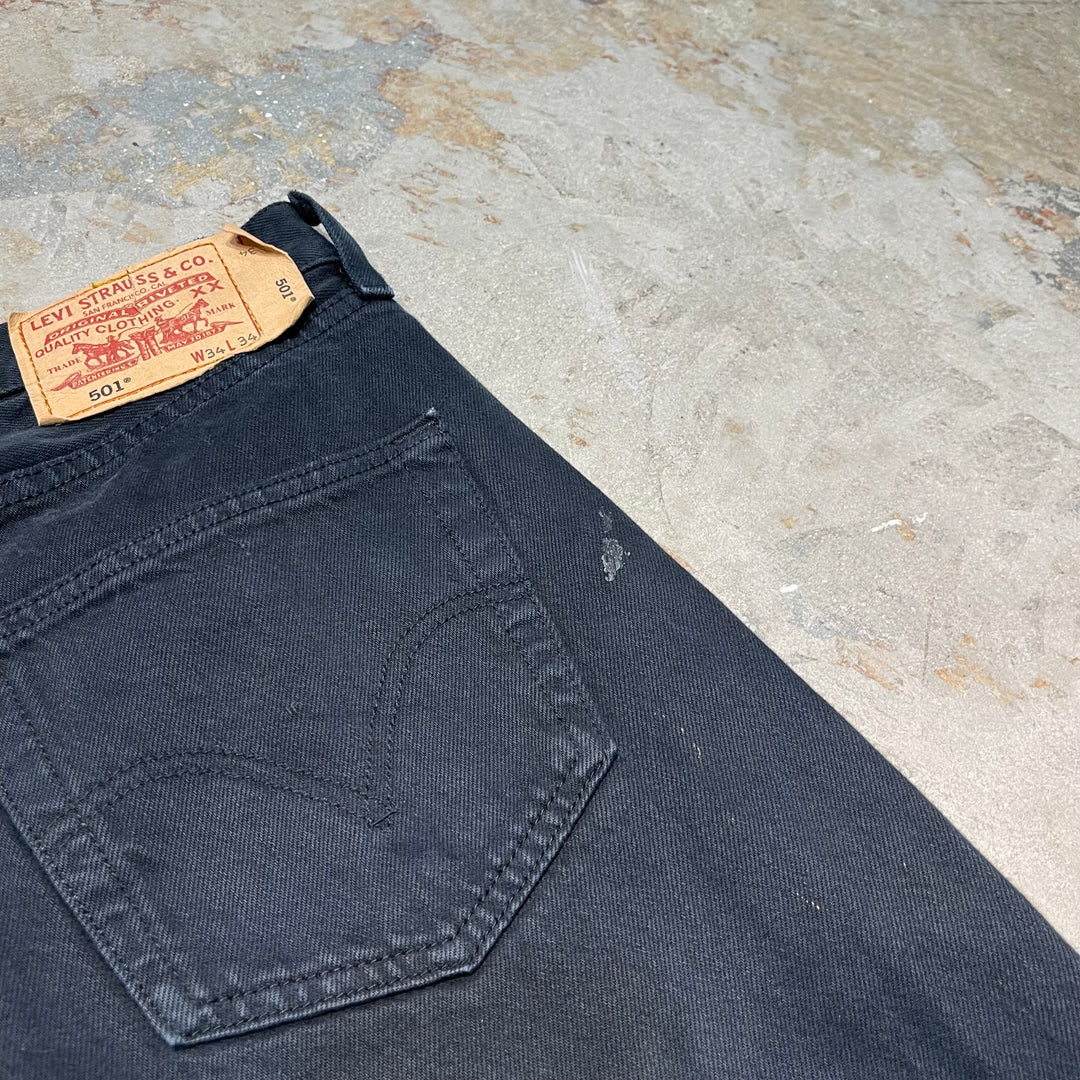 #4771 古着 LEVI’S/リーバイス/501/Black denim pants/ブラックデニムパンツ/パキスタン製/後染め/サイズ34×34