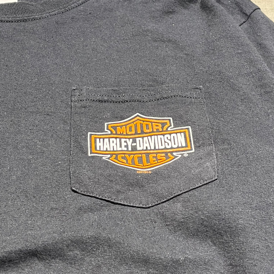 #4558 古着 19's Harley-Davidson/ハーレーダビッドソン/long sleeve print t-shirt Tee/長袖プリントTシャツ/サイズL