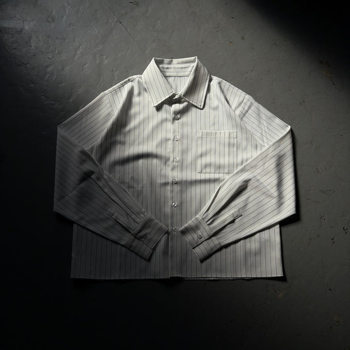 短丈フランネルシャツ/ストライプ