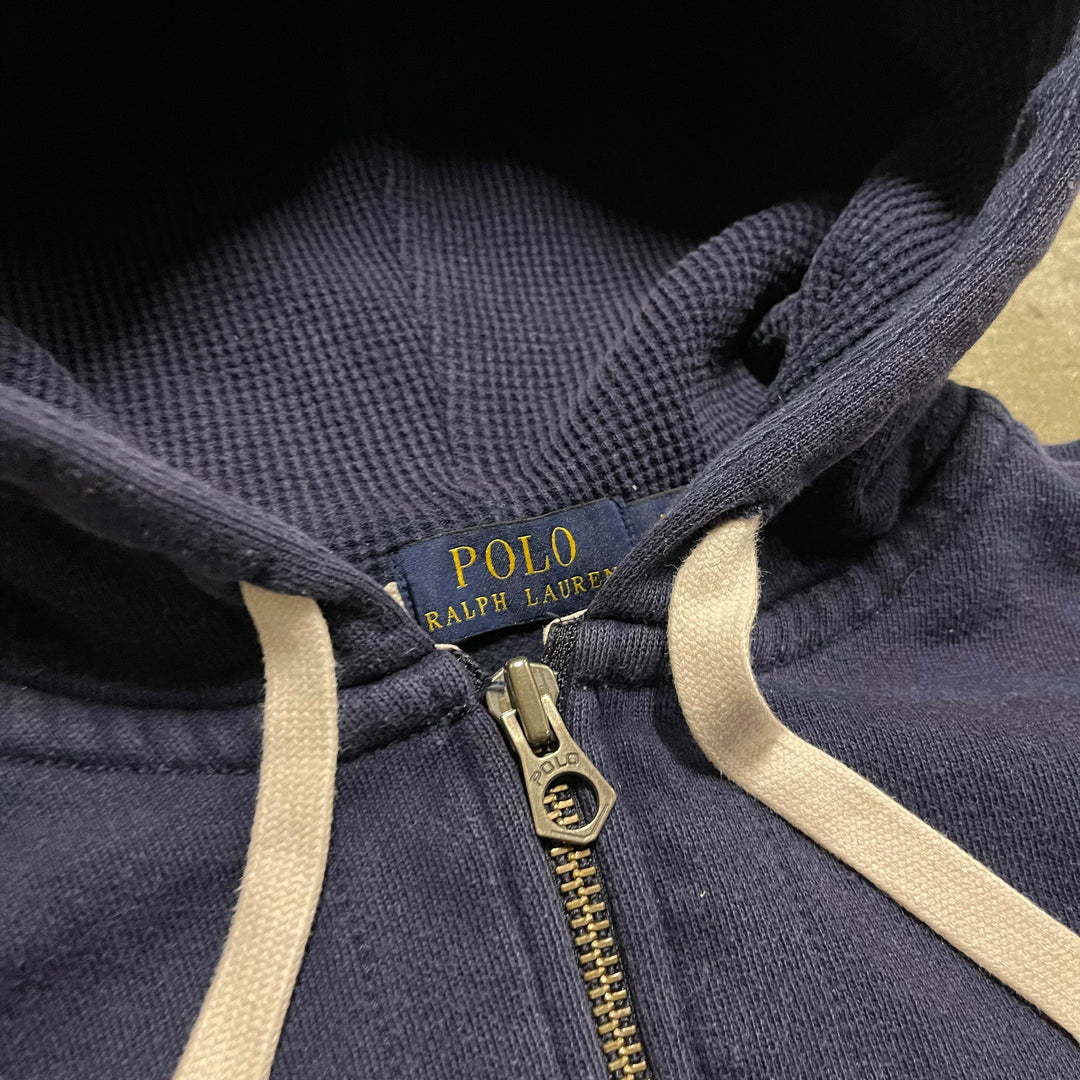 #3828 古着 POLO Ralph Lauren/ポロラルフローレン/Zip Up Hoody / ジップパーカー / フード裏地サーマル/reverse weaveタイプ/サイズM