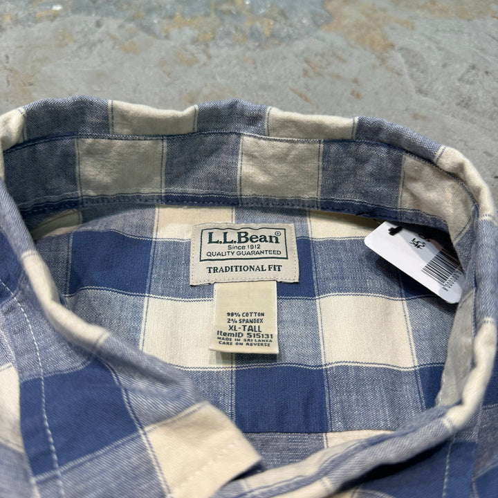 旧衣服l.l.bean / elbean /纽扣长袖衬衫/格子图案/尺寸XL