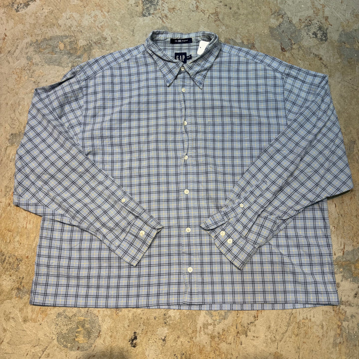 古着  GAP/ ギャップ/ ボタンダウン長袖シャツ/ チェック柄/ リメイク/ サイズXL