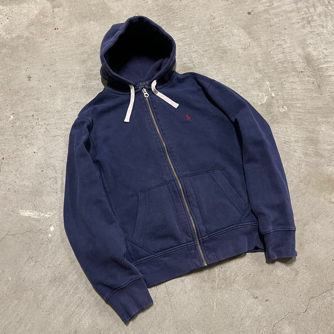 #3828 古着 POLO Ralph Lauren/ポロラルフローレン/Zip Up Hoody / ジップパーカー / フード裏地サーマル/reverse weaveタイプ/サイズM