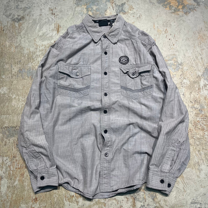 #4313 Harley-Davidson ハーレーダビッドソン L/S Work Shirts/ワークシャツ/ストライプ柄/サイズXL