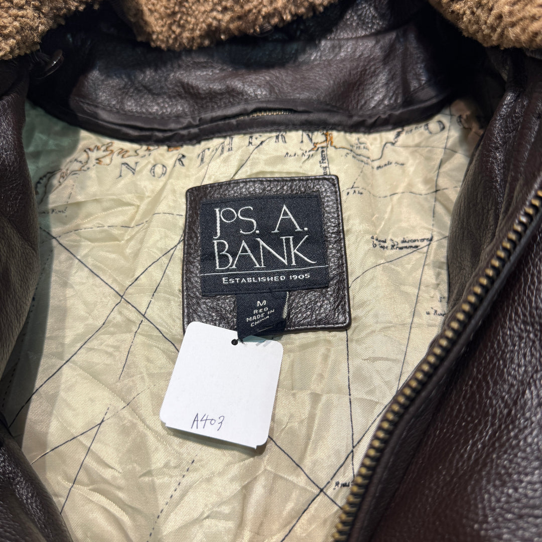 古着 USAVINTAGE/ジップアップレザージャケット/襟ボア/サイズM