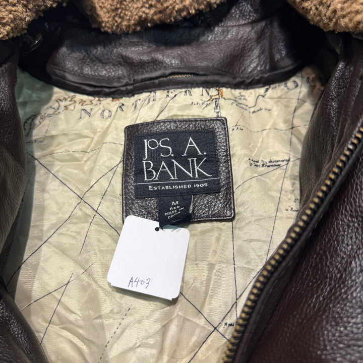 古着 USAVINTAGE/ジップアップレザージャケット/襟ボア/サイズM