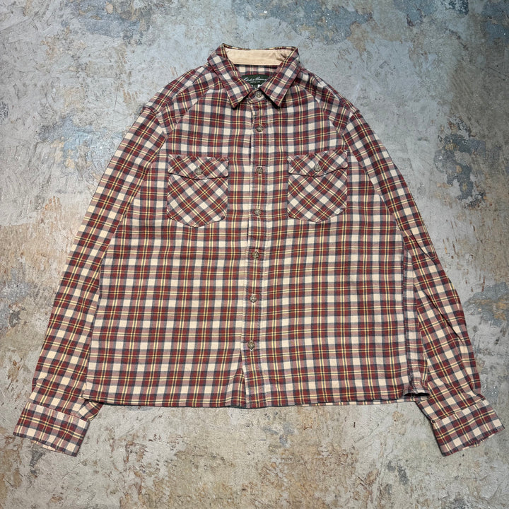 古着 eddie bauer/エディーバウアー/ 長袖短丈リメイクシャツ/ チェック柄/ サイズL