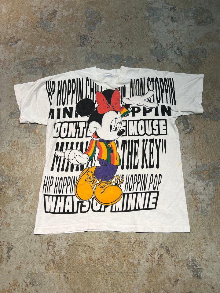 #MA188 古着 USA製 90's Disney/Disney / ミニーマウス / ヴィンテージ シングルステッチ 大判プリント キャラクターTシャツ/サイズXXL相当