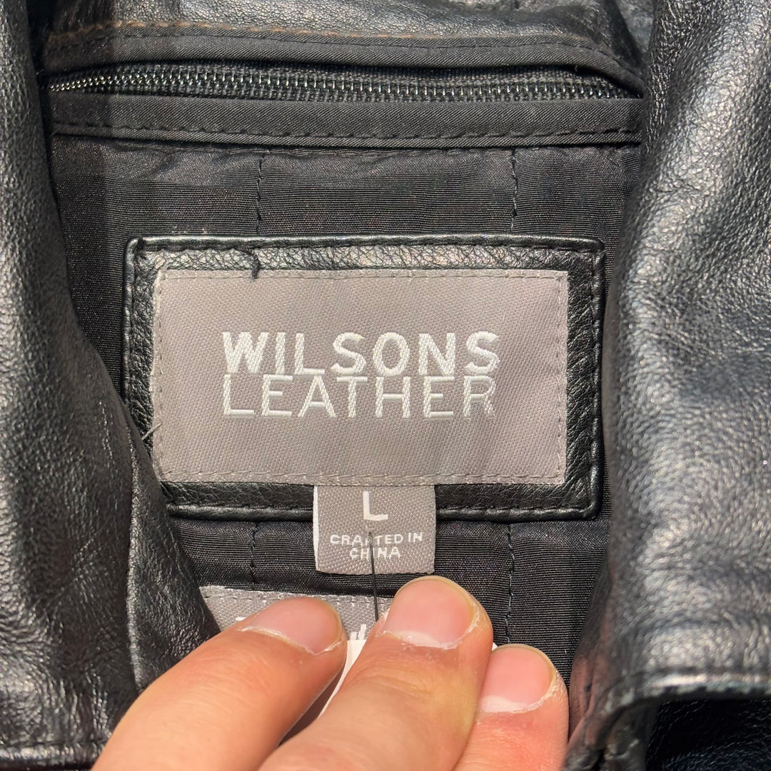 古着 WILSONS LEATHER/ ウィルソンズレザー/ 本革ジップアップレザージャケット/ 牛革/ サイズL