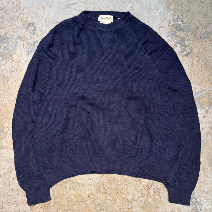 古着 USA製 Eddie Bauer/ エディーバウアー/ クルーネックニットセーター/ Vガゼット/ サイズL