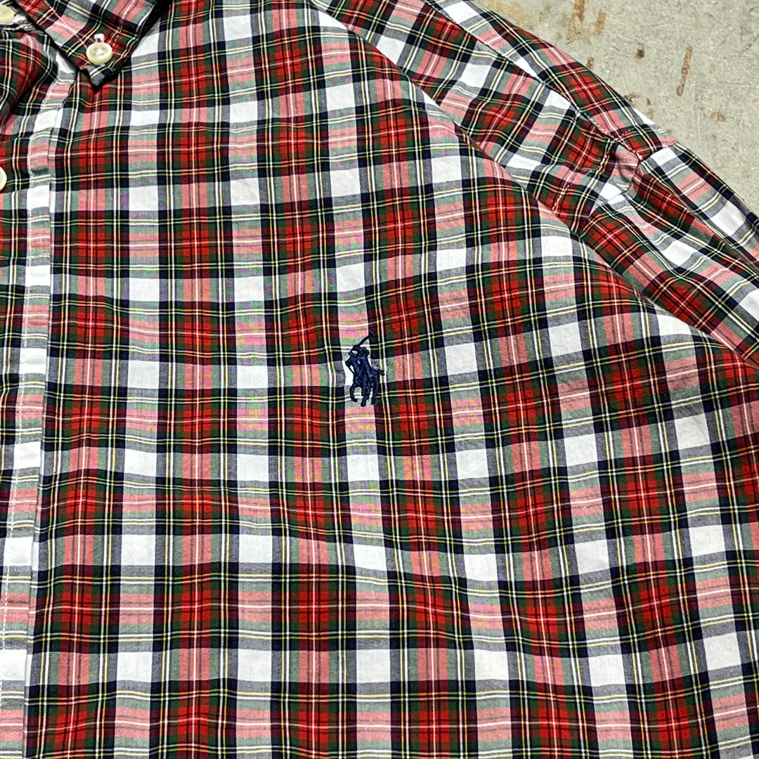 #4411 古着 Ralph Lauren/ラルフローレン/Long Sleeve Button Down Shirt/長袖ボタンダウンシャツ/チェック柄/サイズ XL