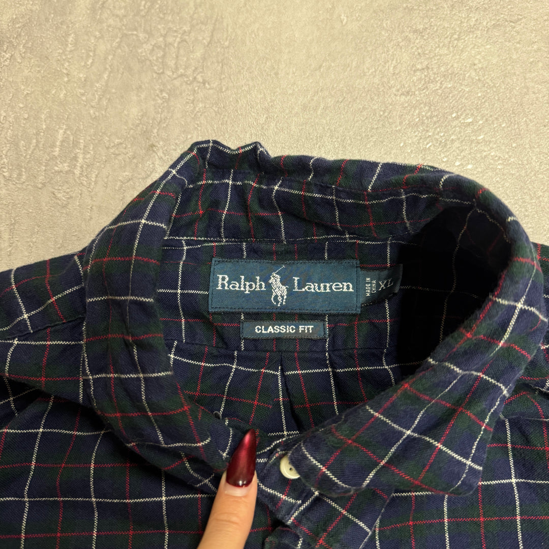 古着 90's POLO by Ralph Lauren/ ラルフ ローレン/ ボタンダウン長袖シャツ/ チェック柄/ サイズXL