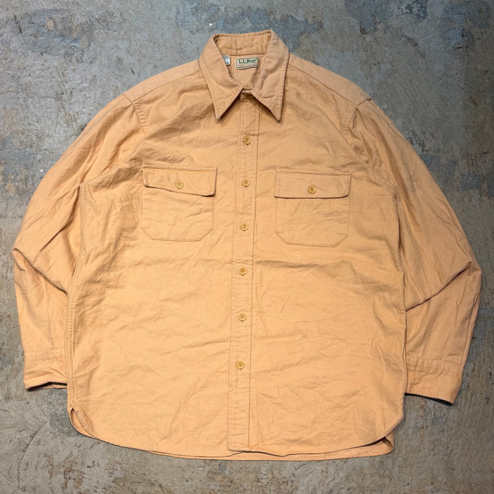 古着 USA製 80's~90's  L.L.Bean/エルエルビーン/無地/長袖シャツ/サイズL相当