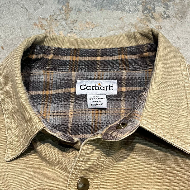 #3424 古着 Carhartt/カーハート/flannel lined shirt/シャツジャケット/ダックキャンバス/サイズ2XL