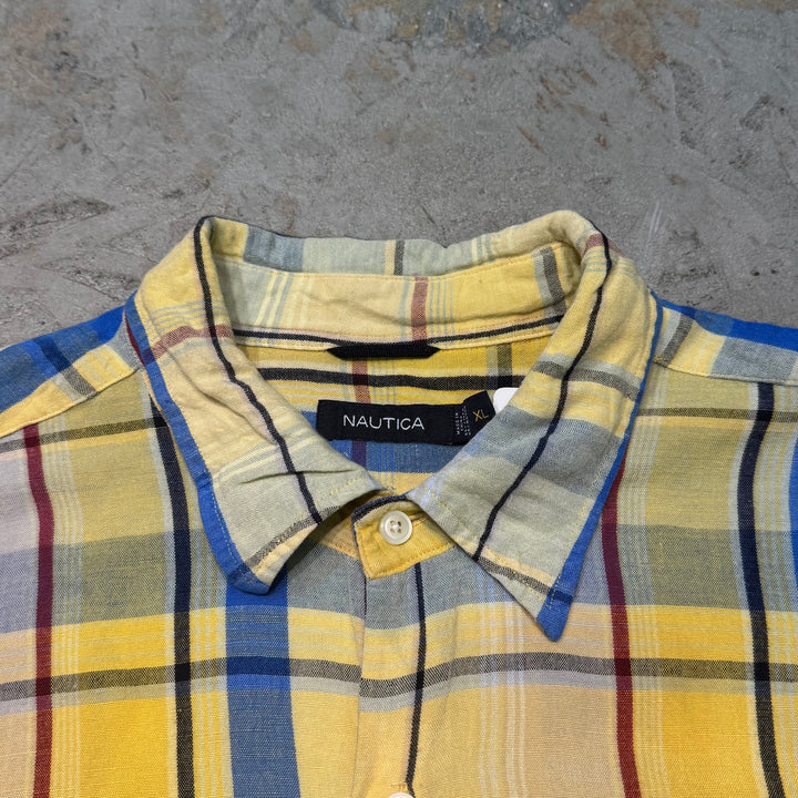 Used clothing nautica/ Nautica/ Short sleeve shirt/ Remake/ Remake/ Checkered pattern/ Size XL