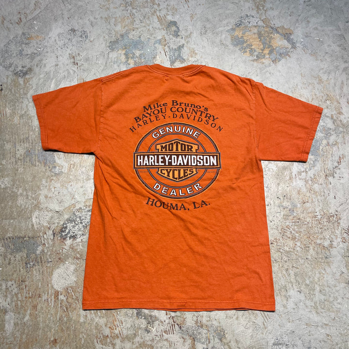 古着 USA製 Harley-Davidson/ハーレー ダビッドソン / ルイジアナ州 ホーマ ストア / mike bruno's bayou country / プリントTシャツ / サイズM