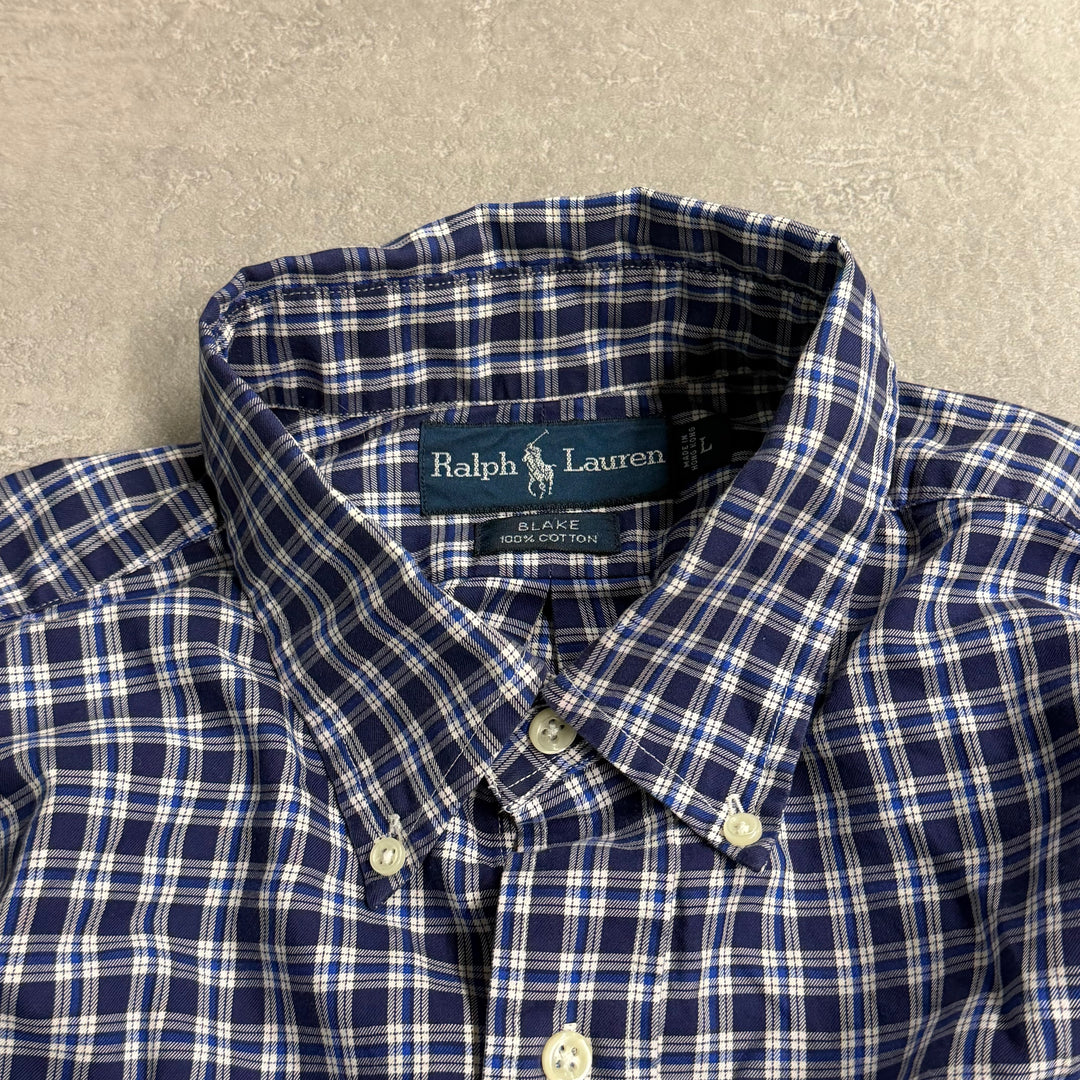 古着 90's POLO by Ralph Lauren/ ラルフ ローレン/ ボタンダウン長袖シャツ/ チェック柄/ サイズL