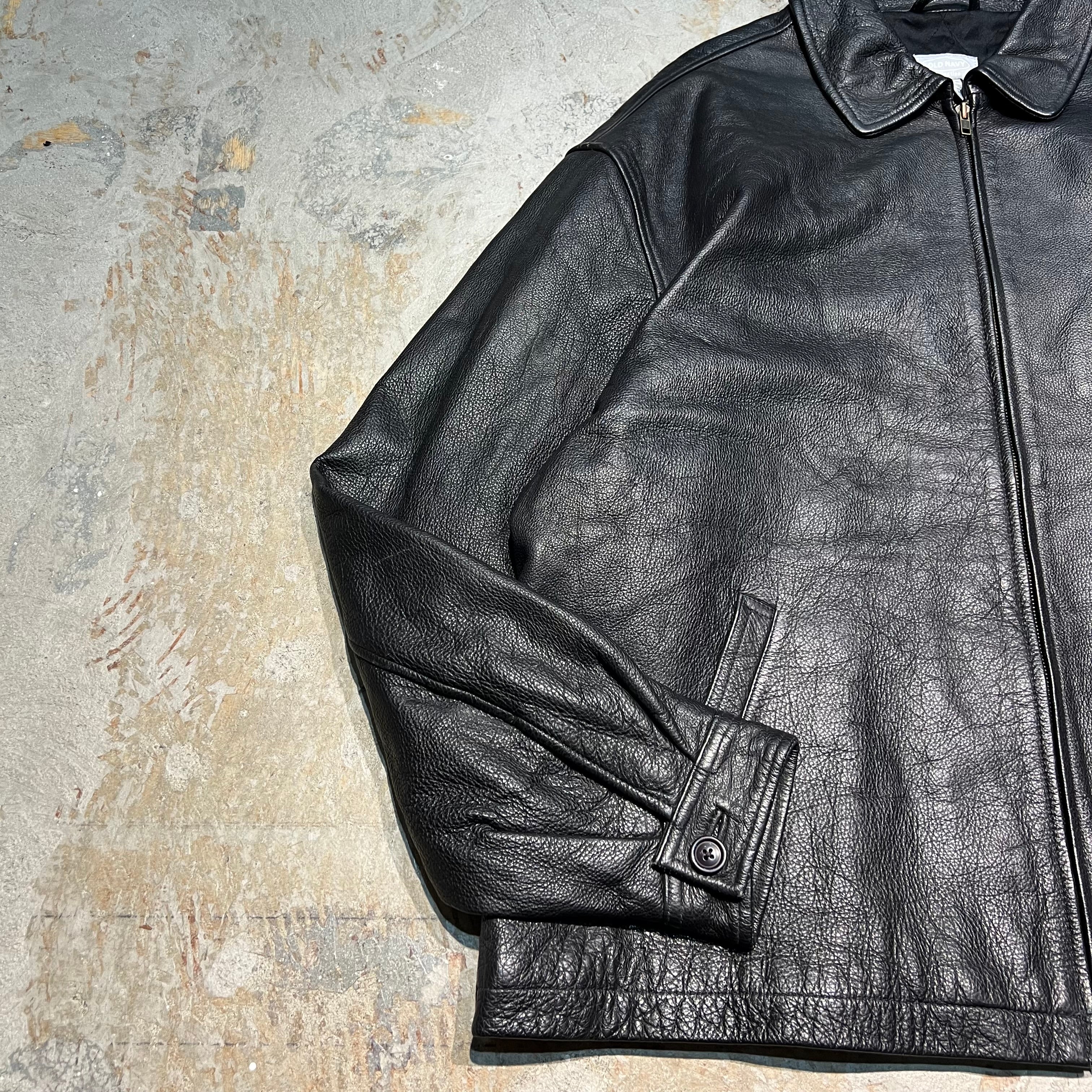 3440 古着 OLD NAVY/オールドネイビー/Leather jacket/ジップアップレザージャケット/サイズXXL – 古着屋 MUJIN