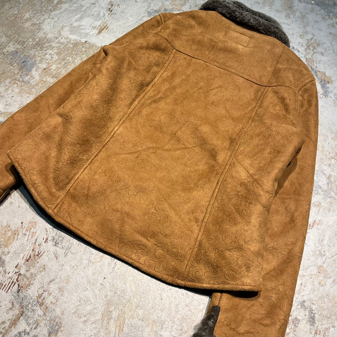 #3158 古着 Unknow/Zip Up Shearling Jacket/ジップアップシアリングジャケット/総柄/サイズL